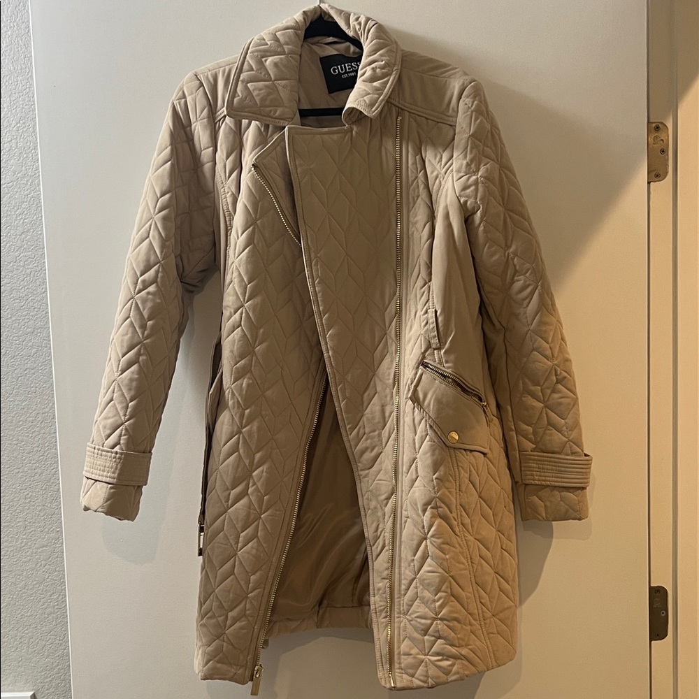 GUESS Women's Beige Quilted Coat